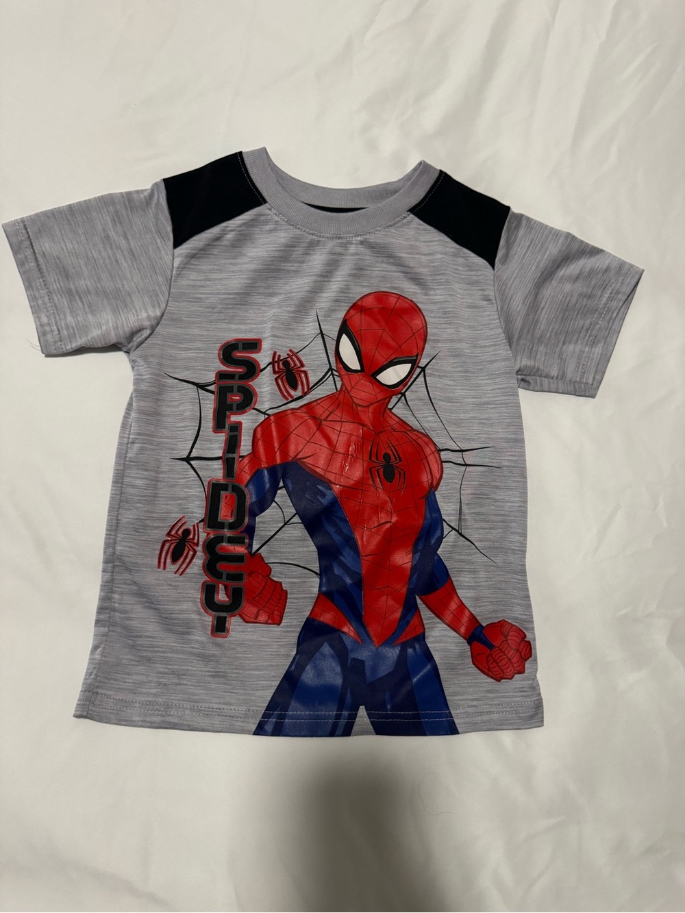 Marvel Gray Kids Spider-Man Short Sleeve Tee with Red & Blue Graphic